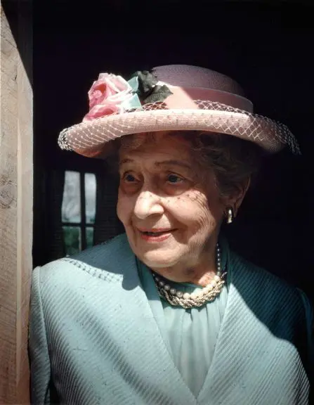 The grande dame of Winedale: Ima Hogg at the dedication of Winedale properties as a Texas Historic Landmark, April 6, 1967. (Photo Joe W. Cariker)