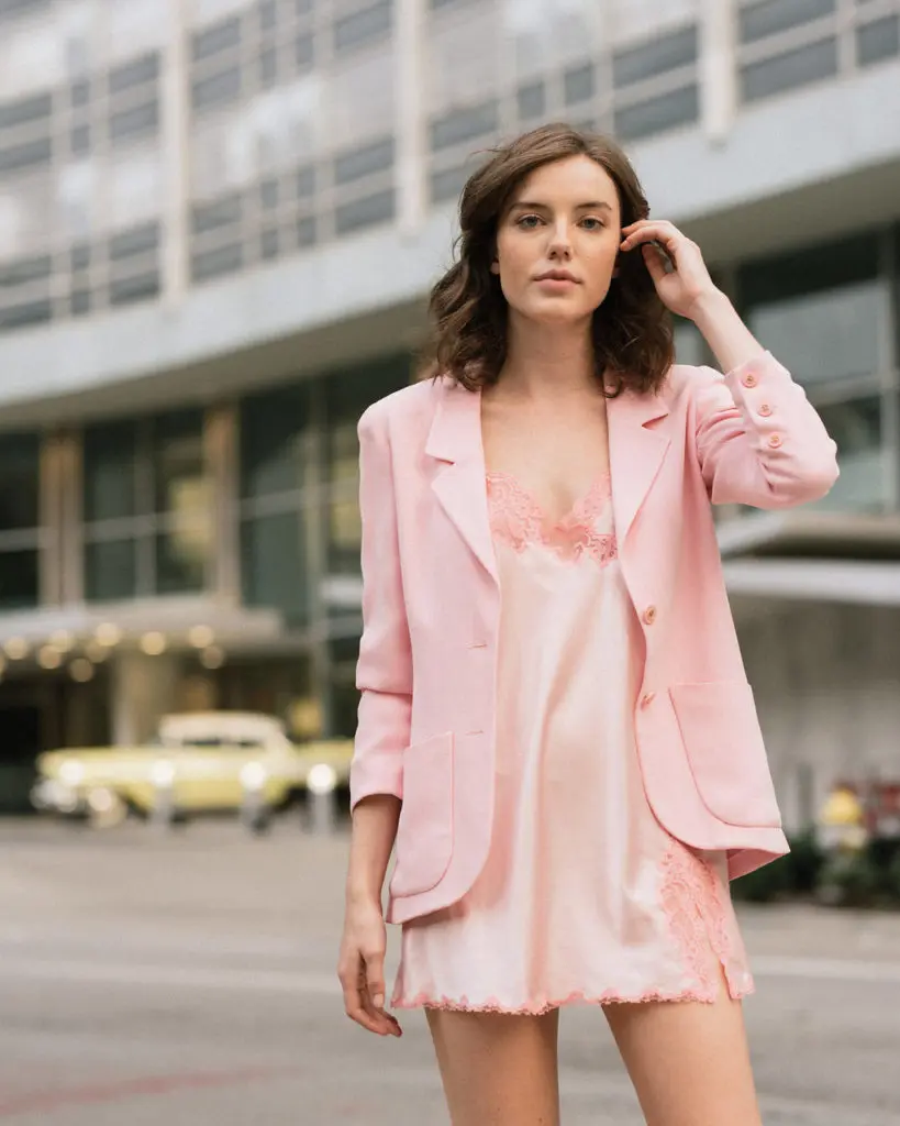 Pairing a blazer with a sexy slip is a fun way to work office clothes into your nightlife. 