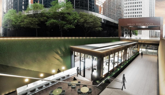 The new Adair restaurant in downtown Houston will open in the fall of 2019. (Photo courtesy of CBRE Group Inc.)