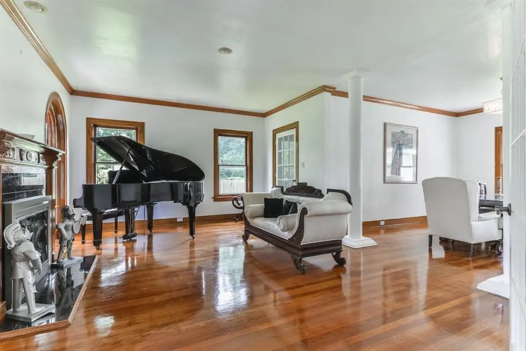 The gleaming hardwood floors are original to the home. 