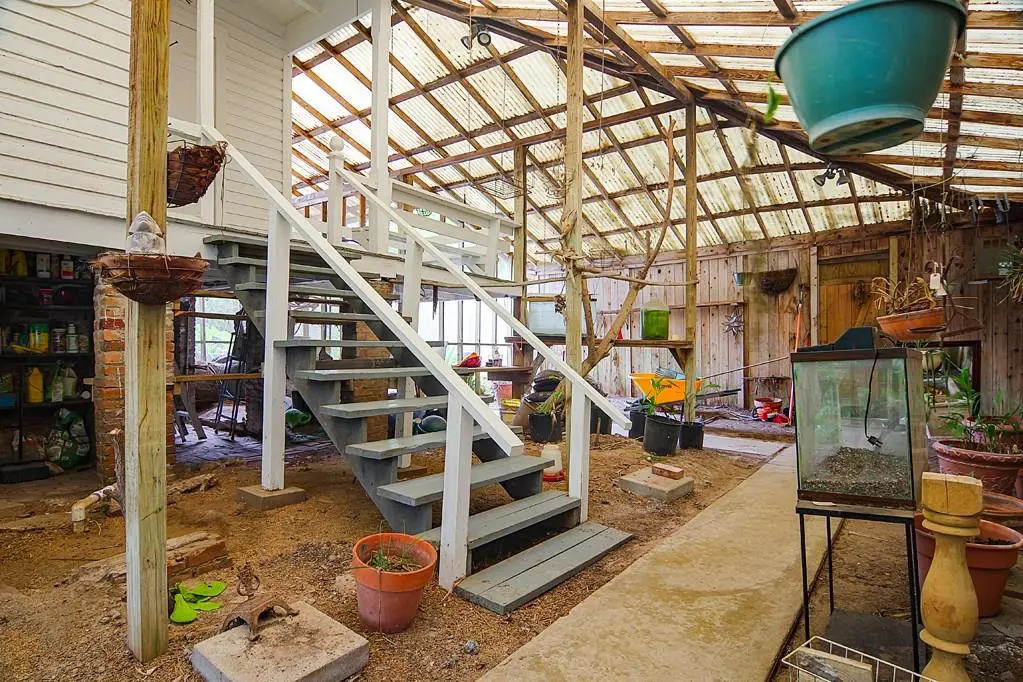 The green house space off the kitchen is vast and airy. 