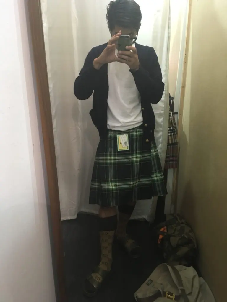 Purchasing a kilt is almost a Glasgow rite of passage. Here, Billy gets his.