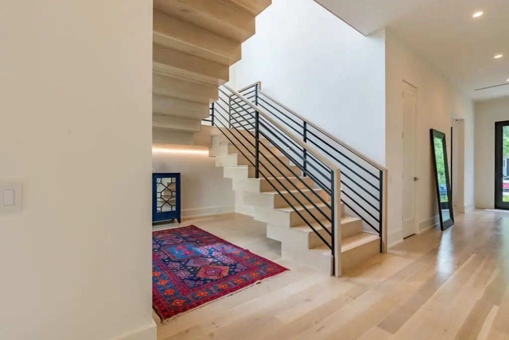 The custom staircase is one-of-a-kind. 