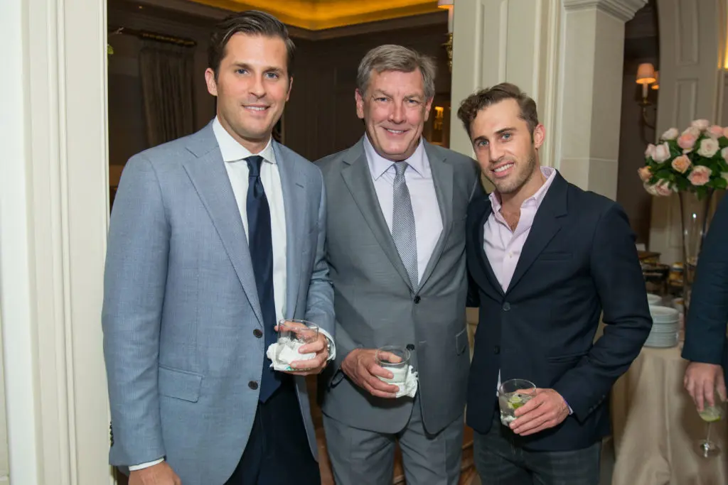 Tommy Kanarellis, Neal Hamil, Michael Mandola at the Legacy Houston reception honoring Richard Flowers at the home of Sheridan and John Eddie Williams in 2018.