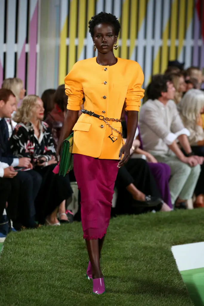 A model walks the runway for ESCADA SS19 at Park Avenue Armory on September 9, 2018 in New York City.