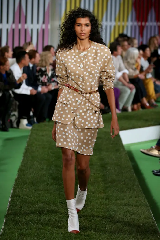 A model walks the runway for ESCADA SS19 at Park Avenue Armory on September 9, 2018 in New York City.