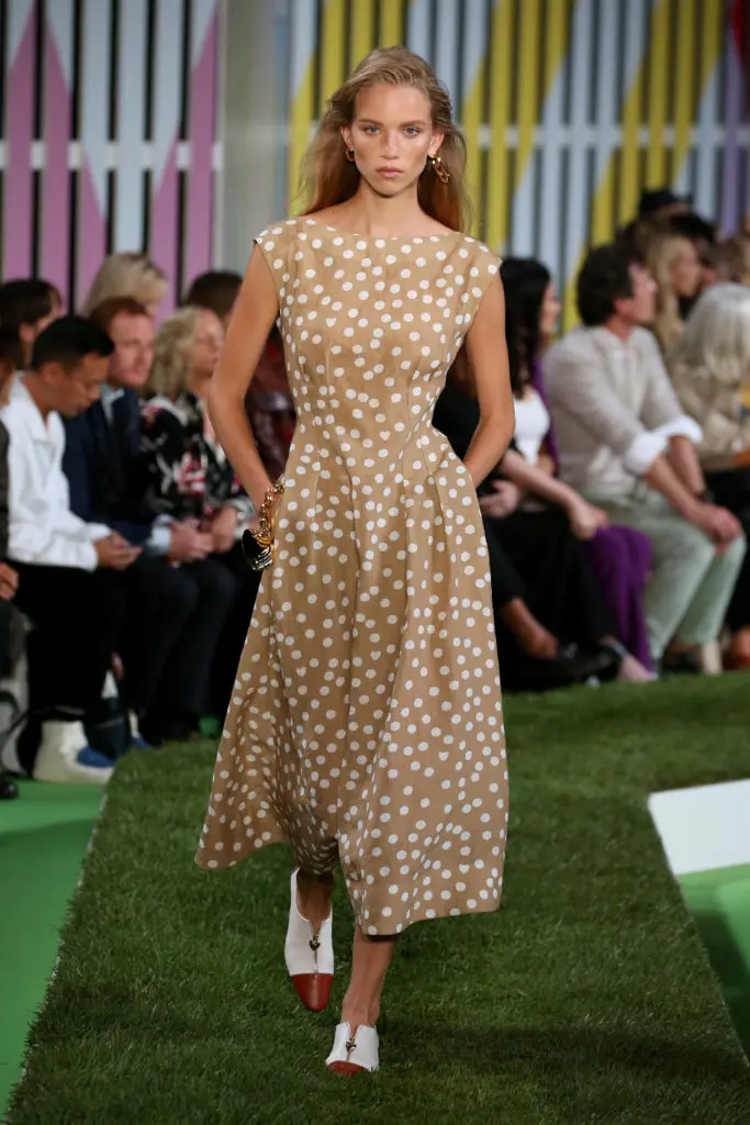 A model walks the runway for ESCADA SS19 at Park Avenue Armory on September 9, 2018 in New York City.