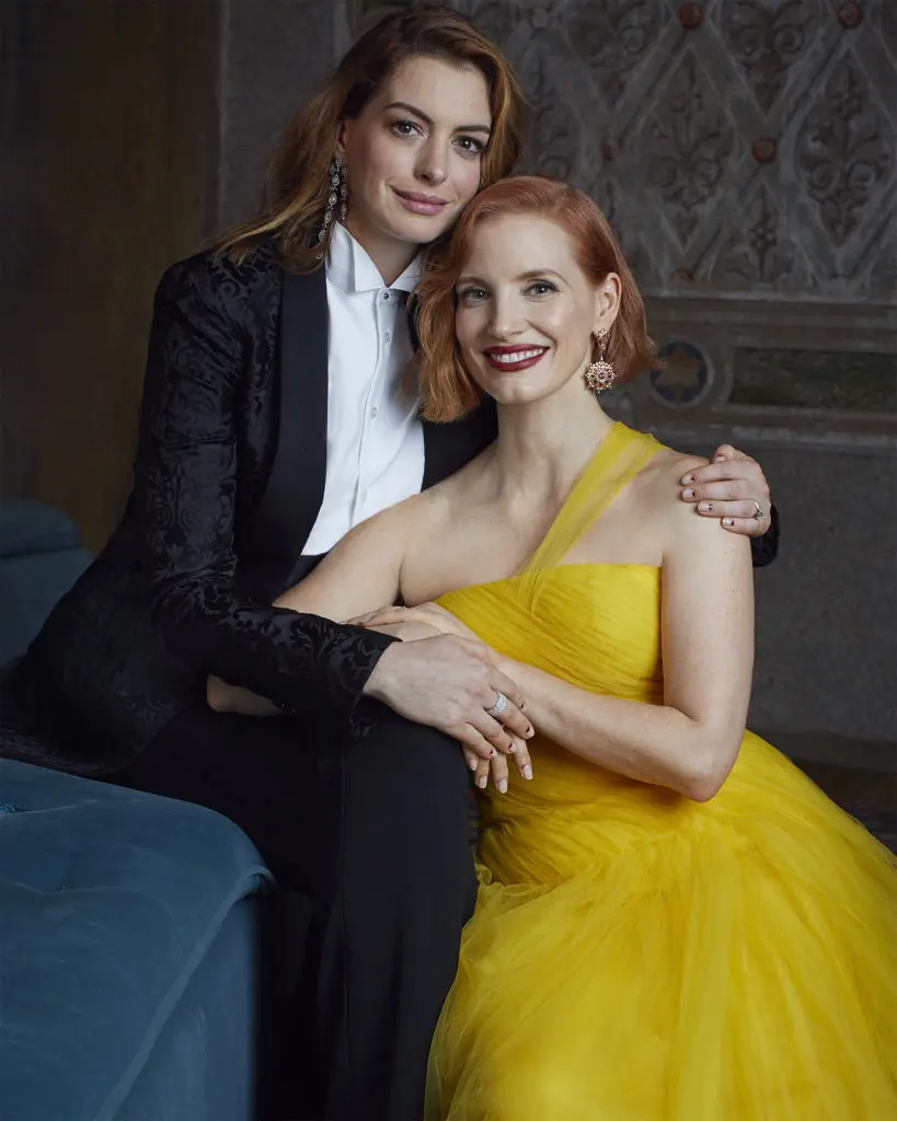 Anne Hathaway, Jessica Chastain at Ralph Lauren 50th anniversary show at New York Fashion Week