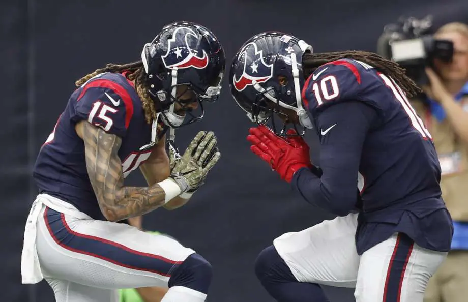 The Houston Texans battle the New England Patriots in the first game of the 2018 season. Wideouts Deandre Hopkins and Will Fuller hope to catch bombs from Deshaun Watson all year.