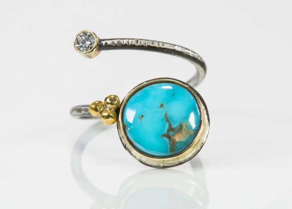 Bourne Jewelry's candelaria turquoise and diamond ring, 2018 (Silver Street, Studio 318)