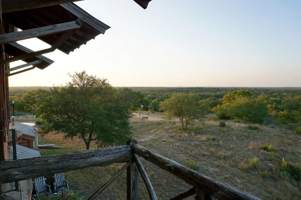 Each room has a balcony, offering sweeping views of the landscape. 