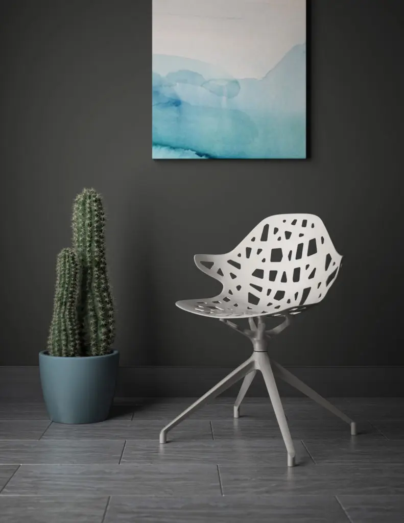 A cool contemporary look, Lusso by Kimball, is reflective of OFI's melding of residential and commercial furnishings.