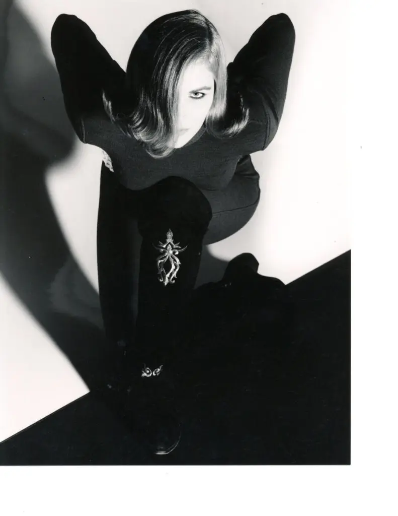 Jan Strimple's flipped bob haircut with over-the-knee boots makes quite a statement.