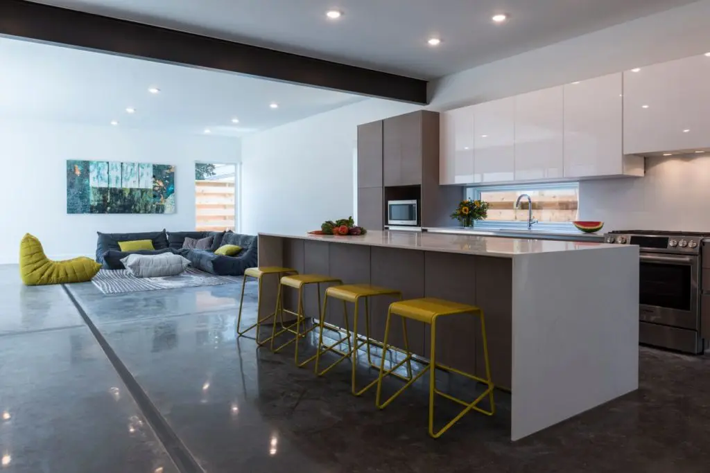 The open air kitchen of 1306 Rosedale is the center of the house for entertaining and relaxing. 