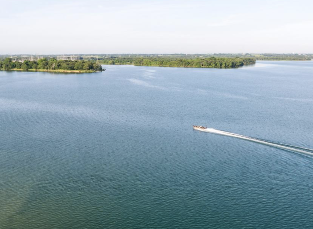 The lake is a recreational oasis. 