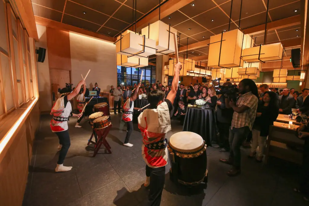 HOUSTON, TX - OCTOBER 18:  Japanese Taiko drummers open official Nobu Houston Sake Ceremony  at Nobu Houston on October 18, 2018 in Houston, Texas.  (Photo by Rick Kern/Getty Images for Nobu)