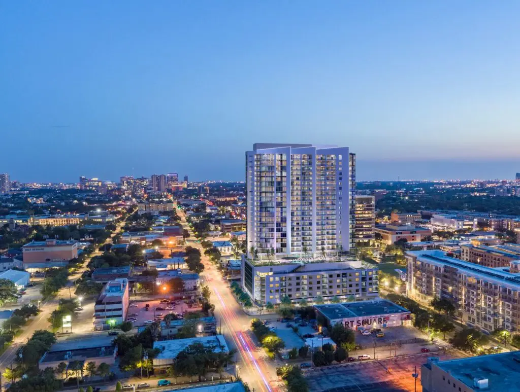 The 27-story high-rise will sit across from Midtown Park. 