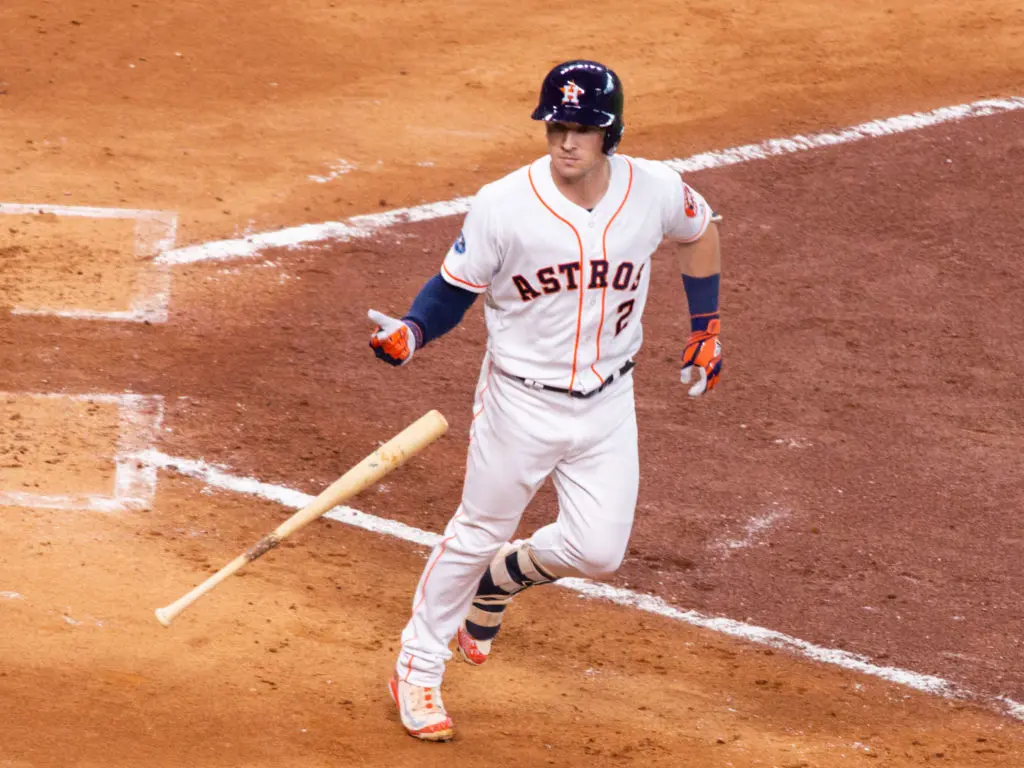 Another playoff game, another big moment for Alex Bregman. (Photo by F. Carter Smith.)