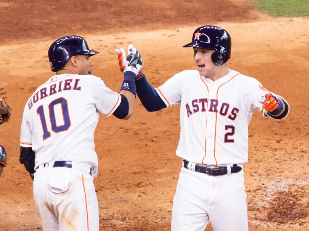 Alex Bregman knows how to enjoy the Houston Astros' biggest moments.  (Photo by F. Carter Smith.)