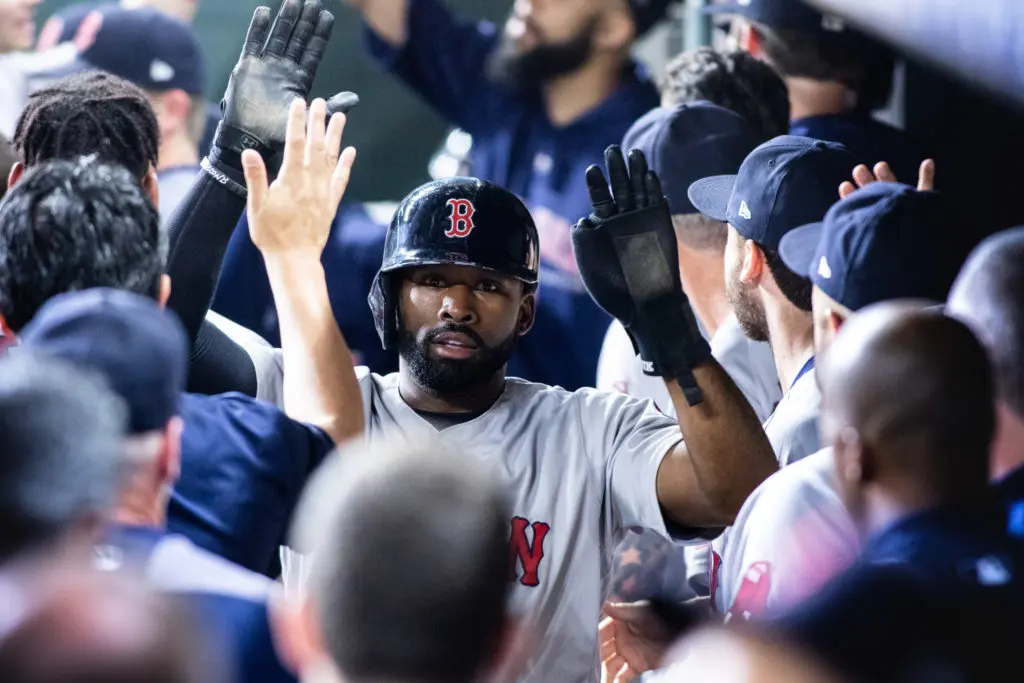 Jackie Bradley Jr. hit a wall ball to give the Boston Red Sox the lead. (Photo by F. Carter Smith.)
