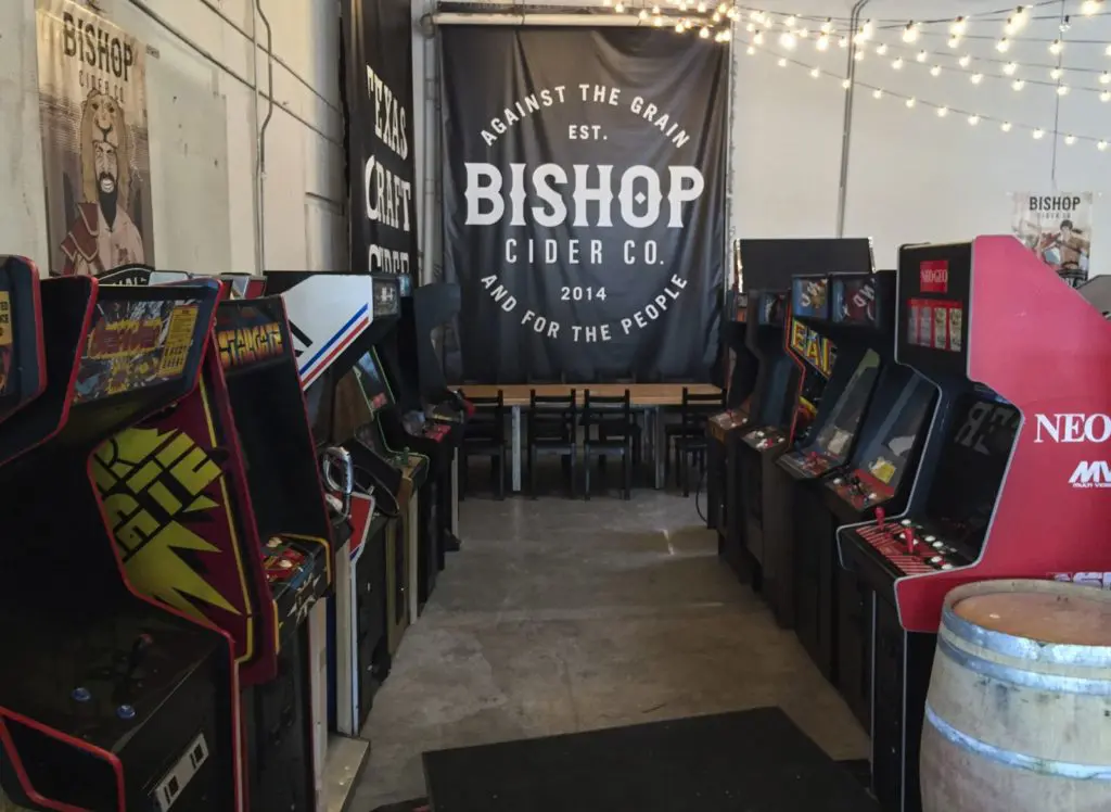 Cidercade is an arcade for adults in a cool warehouse.