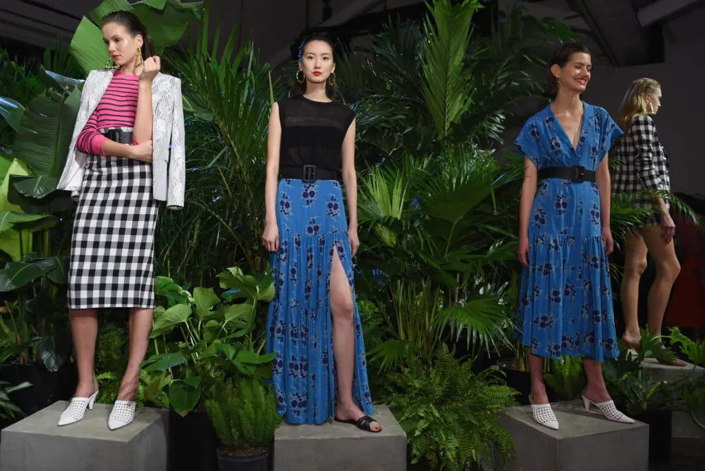 NEW YORK, NY - SEPTEMBER 10:  Models pose for the Veronica Beard Presentation during New York Fashion Week: The Shows at Industria Studios on September 10, 2018 in New York City.  (Photo by Andrew Toth/Getty Images for Veronica Beard)