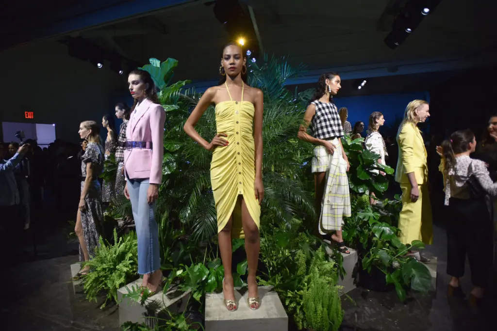 NEW YORK, NY - SEPTEMBER 10:  Models pose for the Veronica Beard Presentation during New York Fashion Week: The Shows at Industria Studios on September 10, 2018 in New York City.  (Photo by Andrew Toth/Getty Images for Veronica Beard)
