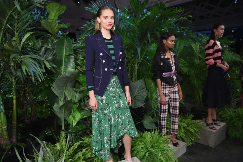 NEW YORK, NY - SEPTEMBER 10:  Models pose for the Veronica Beard Presentation during New York Fashion Week: The Shows at Industria Studios on September 10, 2018 in New York City.  (Photo by Andrew Toth/Getty Images for Veronica Beard)