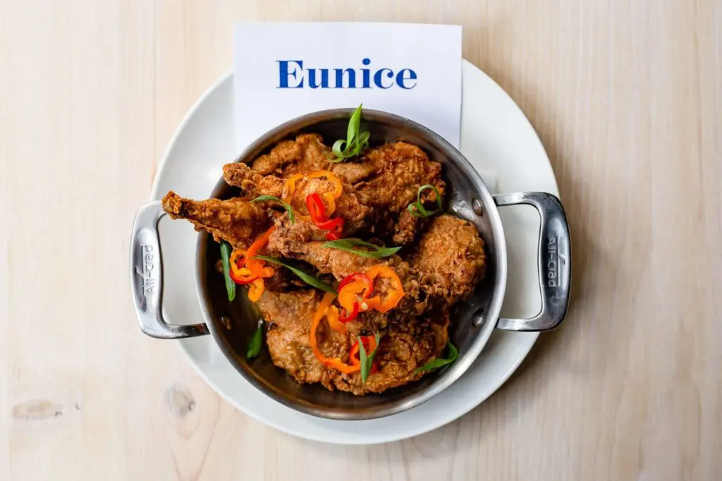 Eunice's take on fried chicken — a fried Bandera quail drizzled with Tobasco honey. (Photo by Kirsten Gilliam)