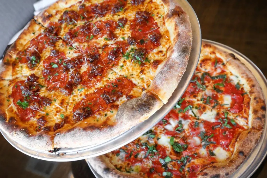 You can get a round pie or square pie at Zoli's.