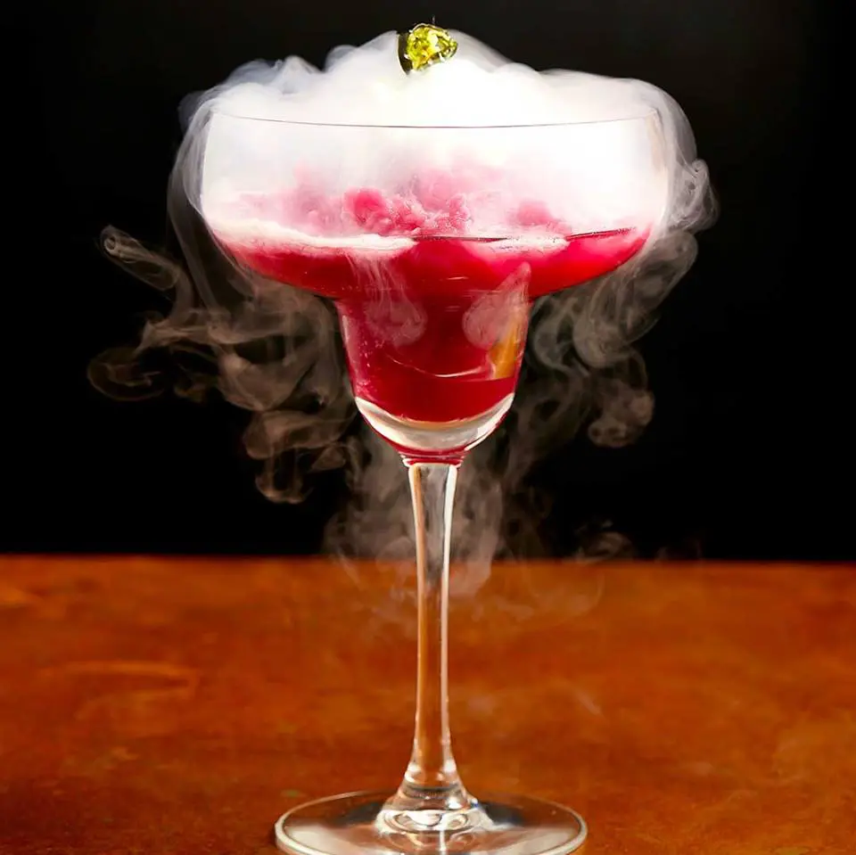 The liquid nitrogen prickly pear margaritas are made table- side. 