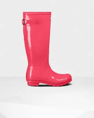 These pink Hunter Wellies make a statement on any rain day. Available on Hunter website