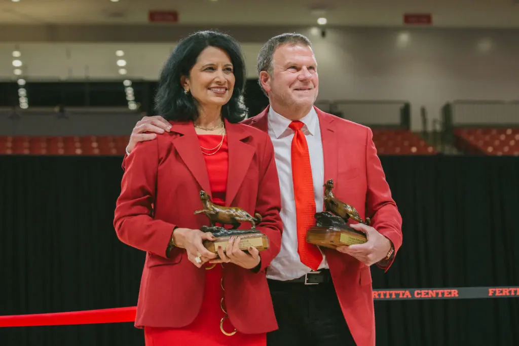 Renu Khator and Tilman Fertitta helped set University of Houston's bright future up. (Photo courtesy University of Houston.)