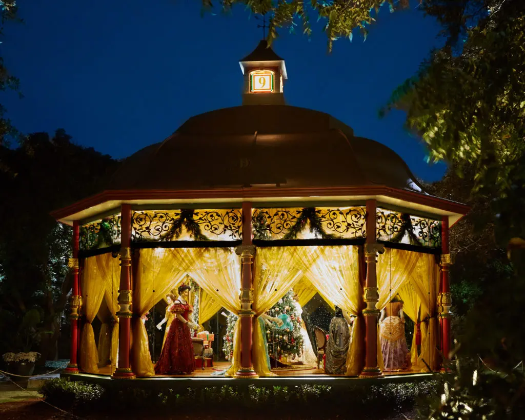The Dallas Arboretum's gazebos are decked out to illustrate the 12 days of Christmas.