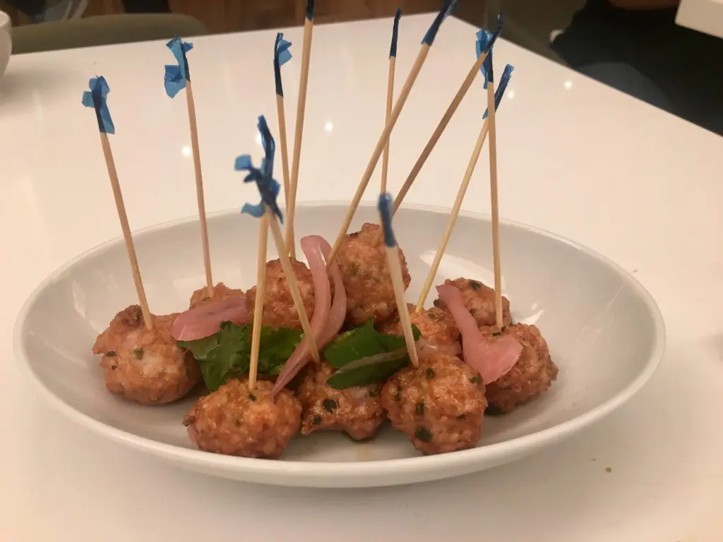 Miss Carousel's chicken and shrimp meatballs are the perfect size for snacking. 