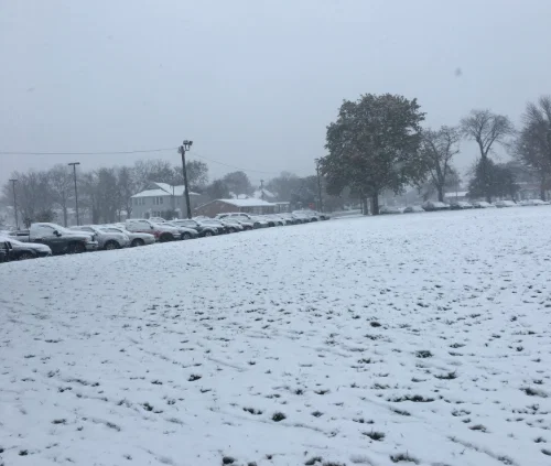 The snow at Coffeyville Community College was epic for this time of year — @alarcon_marissa