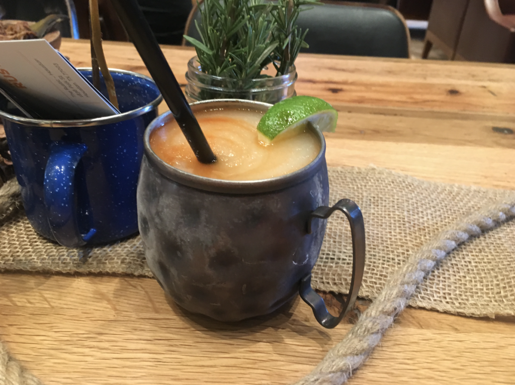 All the cocktails have a Texas twist, like this frozen mule. 