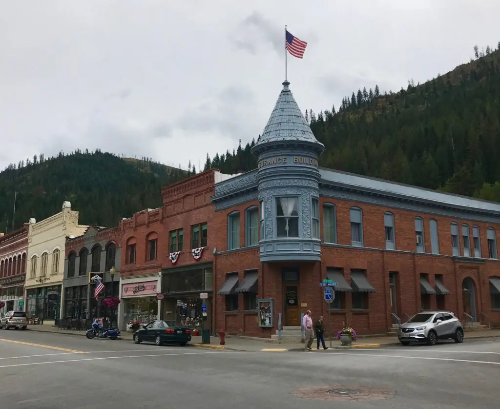 Downtown Wallace, Idaho. Manhole cover is dubbed "Center of the Universe."
