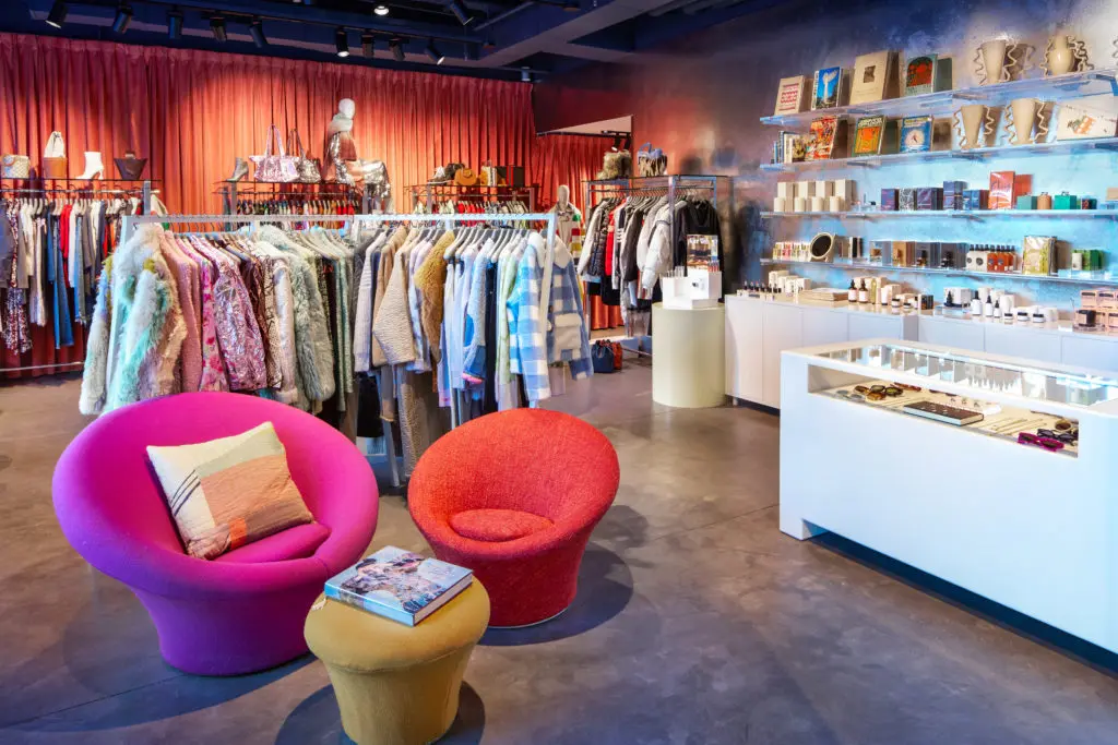 The Aspen store features rotating collections of clothing, shoes, accessories, and home decor from more than 400 designers.