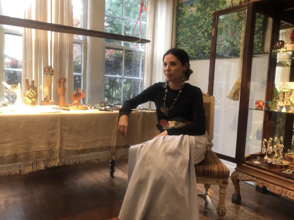 Lorena Medinilla (shown) and sister Cynthia Sheridan, are the stylish sister duo behind the De Petra brand. A decade old, and influenced by the owners hometown of Colonial-era Guanajuato, Mexico, the works in the collection range from $198 to $1,300. (depetra.com) 