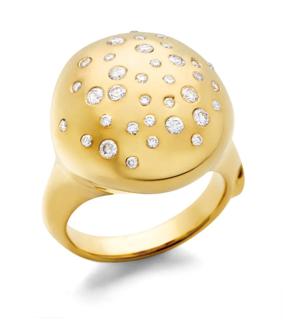 Adam Foster 18K gold Constellation Collection dome-style ring with diamonds $6,586, at Neiman Marcus