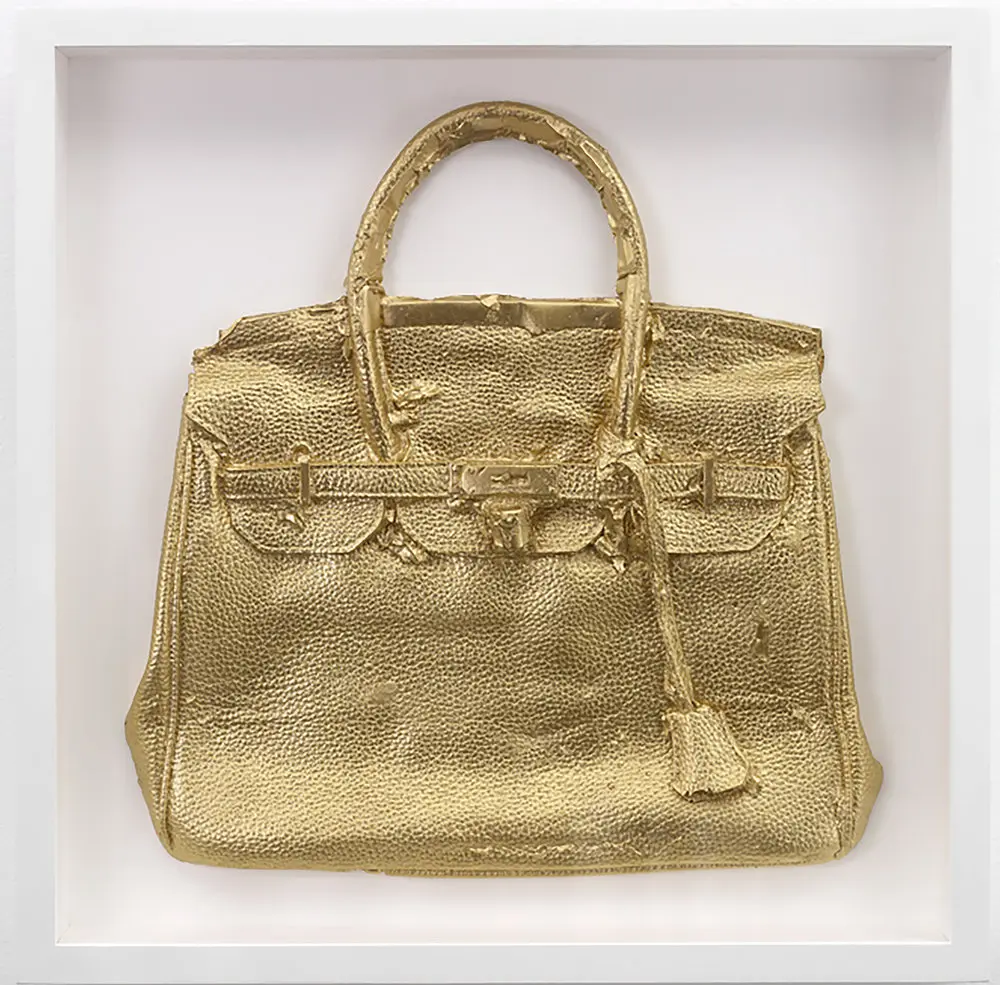 Rockin' 19: Shelter Serra's "Homemade Hermès Birkin Bag (Gold)," 2018. $3,500 through The Public Trust, Dallas.  (brian@trustthepublic.com)