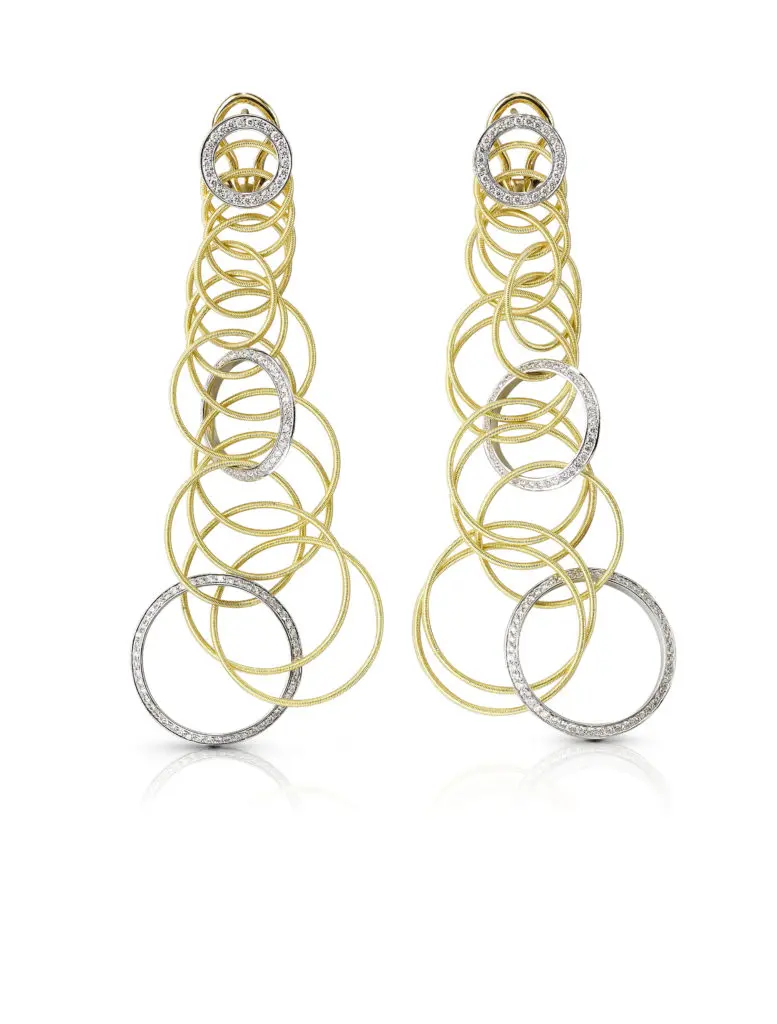 Buccellati pendant earrings in 18k gold with diamonds, $16,000 at Deutsch, Tenenbaum Jewelers