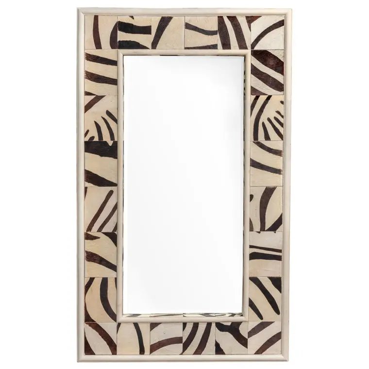 Mecox Patched Faux Zebra Mirror