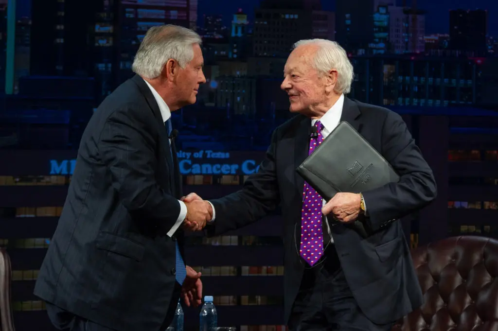 CBS newsman, Bob Schieffer interviews Secretary of State Rex Tillerson at MD Anderson's Conversation with a Living Legend at Hilton Americas Houston on December 6, 2018
