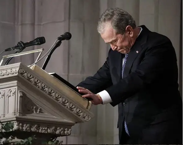 George W. Bush brought himself — and many others — to tears while remembering his dad, George H.W. Bush, at the state funeral. @i24news).
