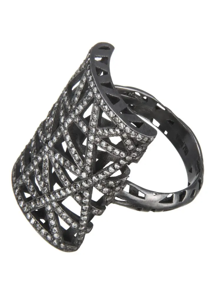Yossi Harari gold and black rhodium lace ring $8,760 at Elizabeth Anthony