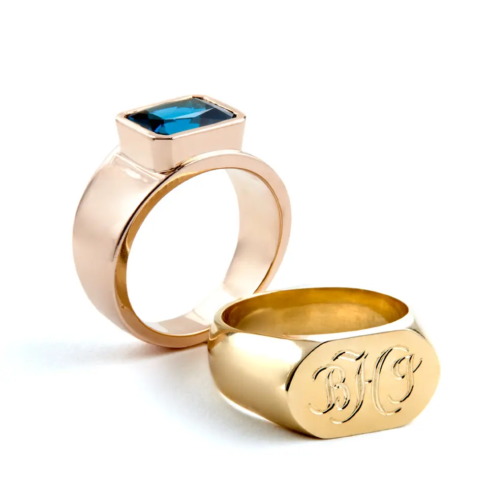 Hand-engraved initials on The Lord ring