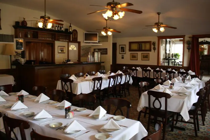 The converted bungalow has ample indoor seating. 