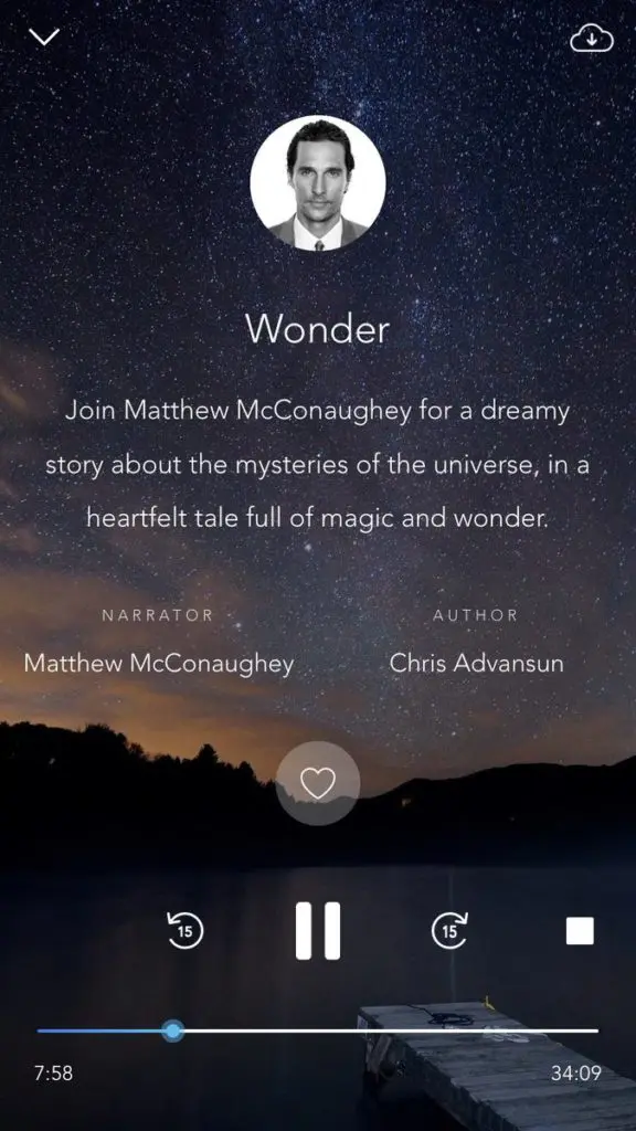 Matthew McConaughey tells soothing sleep story, Wonder, on Calm meditation app.